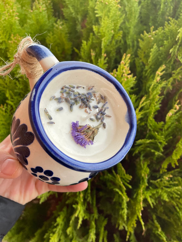 Lavender Candle | Handmade Mexican Mug | Scented Candle | Soy Wax